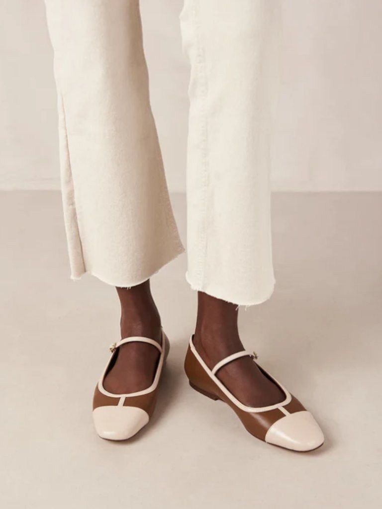 Alohas Agate Retro Tan Ballet Flats, Size 39, Us 8